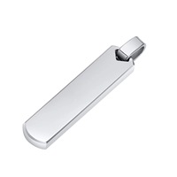 Collar de Barra Larga Geométrica Tridimensional Grabable con Nombre para Hombre, de Acero Inoxidable Simple