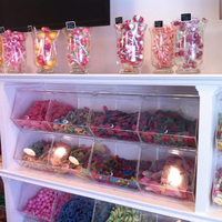 Distributeur de bonbons en acrylique avec cuillères 3 tubes sur présentoir Porte-bonbons en vrac transparent pour buffet, comptoir de cuisine
