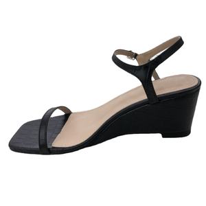 Sandales élégantes pour femmes à bout carré, talons compensés confortables, chaussures de luxe à bride arrière, imprimé crocodile, grandes tailles, direct usine - Product Image 4