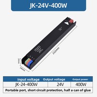 AOMEI Alimentation LED Ultra Mince 24V 400W IP20 SMPS AC DC, Sortie 8A, Efficacité 80%-89%, Tension Constante, Protection Contre les Surcharges pour