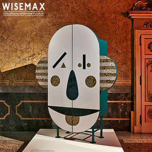 WISEMAX FURNITURE Meuble de rangement unique au design créatif, adorable et mignon avec un visage de clown, meuble de salon, armoire de présentation en bois massif - Product Image 2