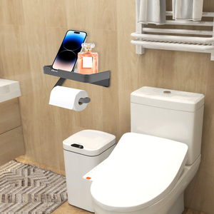 El soporte autoadhesivo confiable de marca china con cubierta y estante ahorra espacio elegante oculta y sostiene Mega rollos - Product Image 3