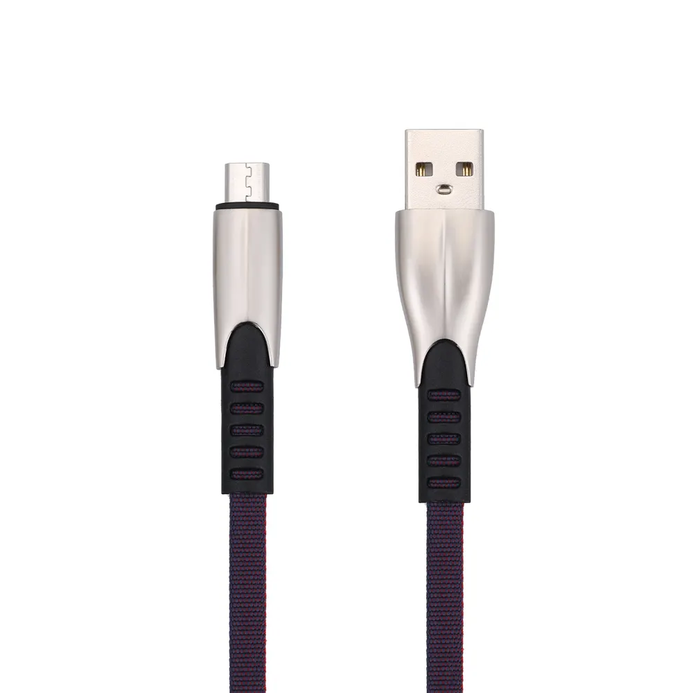 OEM फ्लैट V8 केबलों जस्ता मिश्र धातु सिर और कपड़ा तार माइक्रो USB2.0 मूल चार्ज माइक्रो यूएसबी केबल