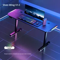 Bureau de jeu PC moderne pour la maison, avec cadre métallique RGB en forme de Z, table de bureau pour e-sport, mobilier commercial réglable en hauteur