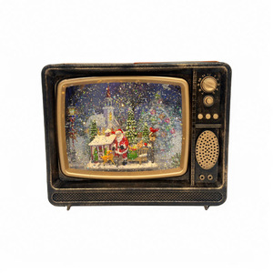 Ornamenti Natalizi Lampada a Fiocco di Neve in Cristallo Carillon TV con Neve che Cade Decorazione Natalizia Religiosa Illuminata - Product Image 3