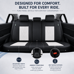 Housses de siège de <span class=keywords><strong>voiture</strong></span> de luxe universelles Luxfit en cuir Nappa, ensemble complet avant/arrière, durables, imperméables, toutes saisons, matelassées, <span class=keywords><strong>protection</strong></span> douce - Product Image 4