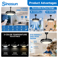 Ventilador de Techo LED Invisible Ajustable con Control Remoto de 6 Velocidades y 42 Pulgadas para Dormitorio Interior Moderno, Precio Competitivo OEM/ODM