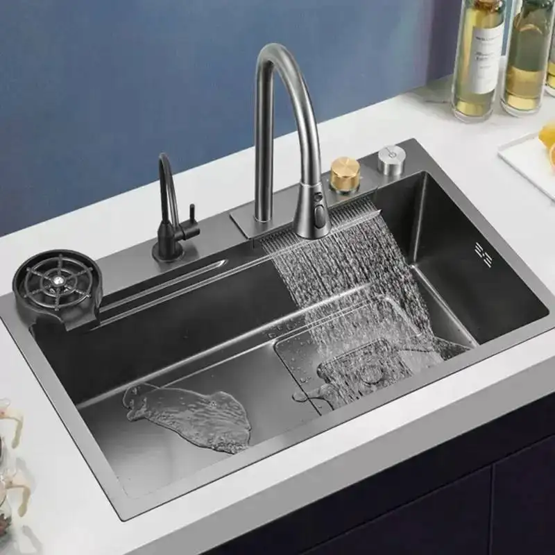 2023 Hot Sale Multifunction kitchen sinks 304 stainless steel kitchen sink faucet modern kitchen sink set