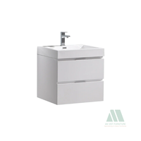 Meubles-lavabos modernes en bois pour salle de bain, suspendus au mur, avec vasque en céramique et miroir inclus, faible MOQ, service ODM, usine vietnamienne, chêne/pin/acacia