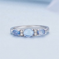Authentique Pierre Bleue Verre Électroformé Fine Sterling Silver 925 Anneaux pour Filles Mariage Turc Bijoux Proposition Martelage