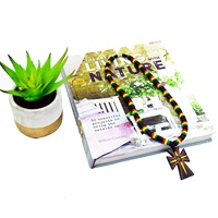 Collar de Coco Jamaicano, Estilo Hip-Hop, con Cuentas de Coco, Estilo Reggae Rasta, con Colgante de Madera Pintada con Cruz, para Hombre