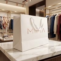 Sac fourre-tout en papier de qualité supérieure sur mesure, sac cadeau gousseté avec logo en relief pour boutique de vêtements et magasin de détail