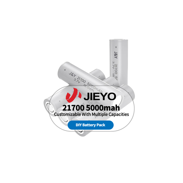 JIEYO 5000mAh 21700 Li-ion High Capacity Cylindrical Rechargeable Battery NCM Cathode 800 Cycles OEM/ODM Available 3.6V-72V