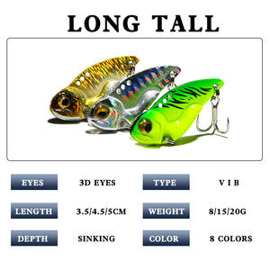 Leurre vibrant en métal, spinner 3,5 cm 8g, 4,5 cm 15g, 5 cm 20g, appât à coulée lente pour la pêche au bar en eau douce et en mer - Product Image 4