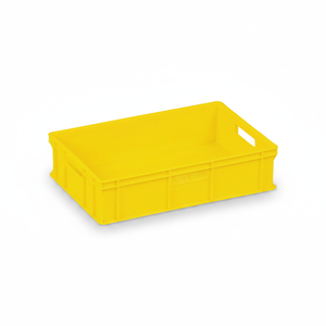 Yellow Plastic <b>Crate</b> Solid Wall Solid Base Stackable Storage <b>Box</b> Eco-friendly Impact Resistant Heavy Duty Industrial Cargo Food - Product Image 2