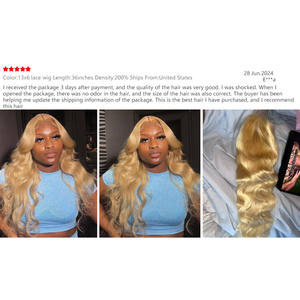 Pelucas de Cabello Humano con Frente de Encaje Transparente HD 13x6, Ondulado, Color Rubio Miel 613, 13X4 - Product Image 5