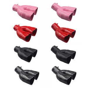 1pcs Universal Dual Outlet Exhaust Tip Heart-shaped Tail Throat Modified Stainless Steel Tip Exhaust - Product Image 1