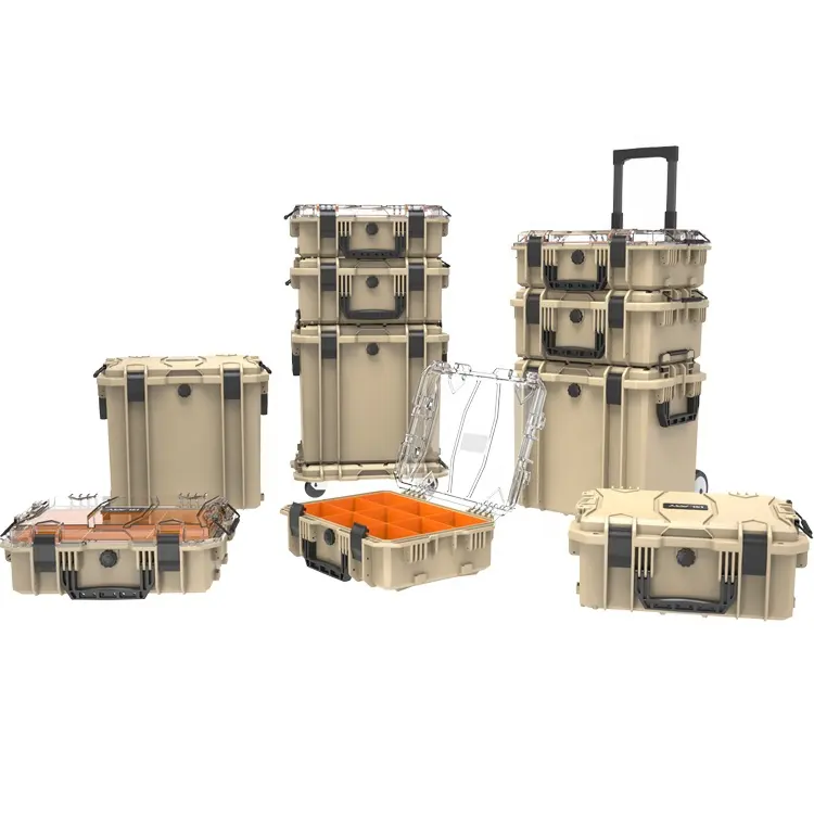 Glary kotak peralatan kapasitas besar, set kotak peralatan tugas berat cangkang keras plastik penyimpanan tahan air