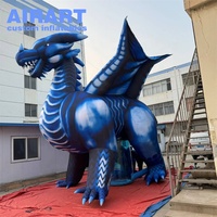Modelo de Dragón Gris Inflable de Gran Tamaño para Decoración de Fiestas Musicales, Globo Inflable de Dragón Volador Grande
