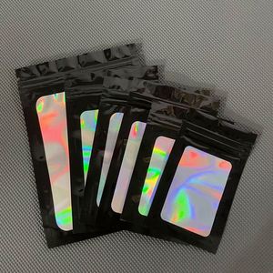 Custom Logo <b>Small</b> Resealable Holographic Bopp Packaging Zip <b>Lock</b> Transparent Plastic Bag With Logo Zipper for Packaging - Product Image 4