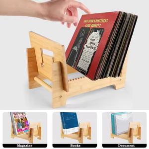 Étagère à disques vinyles multifonctionnelle en bambou élégante et raffinée à 2 niveaux pour la maison - Product Image 6