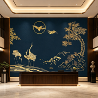 Papier peint 3D en feuille d'or de luxe léger, toile murale sans couture pour fond de salle de thé, club, tête de lit de chambre d'hôtel