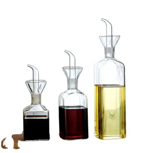 Hot Sell Borosilicate Cooking Oil And Vinegar Glass Dispenser Storage Bottles Square Glass Oil Bottles