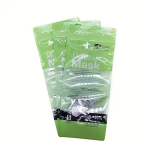 Multiple Designs Custom Design Printed Clear Window Glossy Finish Mask Plastic Packaging Ziplock Flat Bag