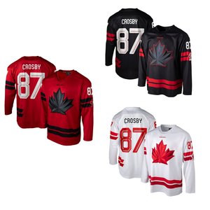 Sidney Crosby # Jersey de Hockey Canadiense 87 Rojo Negro Blanco Completamente Cosido Uniforme Masculino - Product Image 1