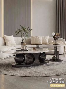 Contemporanea rotonda nidificazione curva oro nero metallo vetro laterale marmo pietra legno mobili tavolo nido <span class=keywords><strong>3</strong></span> tavolo Set tavolo nidificazione - Product Image 3