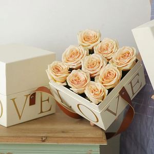 กล่องของขวัญทรงสี่เหลี่ยมหุ้มหนังพกพาสะดวก พิมพ์ลาย LOVE สำหรับร้านขายดอกไม้ - Product Image 6