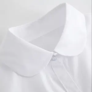 卸売10代の女の子ラウンドカラー半袖白シャツ小学校中学校制服シャツ