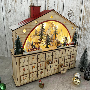 Calendrier De L'Avent En Bois éclairé Par LED - Boîte De Calendrier De