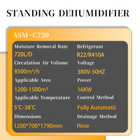 Nouveau déshumidificateur industriel 720L/D portable avec dégivrage automatique, contrôle intelligent, compresseur Hitachi, pour entrepôt, atelier, sous-sol
