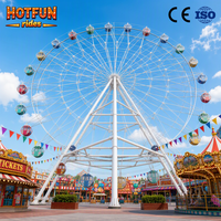 Grande Roue Panoramique Réelle pour Parc d'Attractions, 46m, Équipement d'Amusement Extérieur avec Lumières Colorées, à Vendre