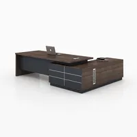 Bureau de direction en bois massif de luxe Wood Boss, bureau debout extensible avec garantie de 5 ans