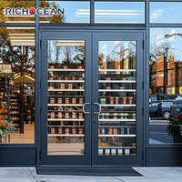 Portes commerciales en aluminium à rupture de pont thermique RICHOCEAN, robustes, double vitrage, porte d'entrée extérieure pour entreprises