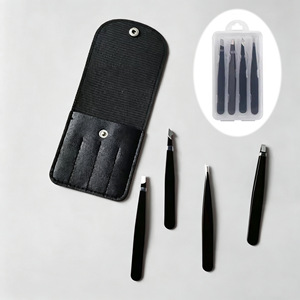 Pince à épiler noire en acier inoxydable, anti-corrosion, à pointe inclinée et pointue, antistatique, pour l'épilation et le modelage des sourcils - Product Image 5