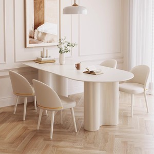 Juego de sillas de <span class=keywords><strong>mesa</strong></span> de comedor de isla <span class=keywords><strong>semicircular</strong></span> de lujo de estilo crema moderno para el hogar, Hotel, apartamento, restaurante, cafetería, diseño Simple - Product Image 1