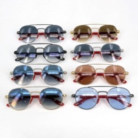 Populaire Simple mode élégant lunettes rondes argent or métal UV400 dégradé lentille UV400 métal lunettes femmes hommes lunettes de soleil