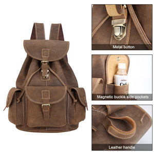 Mochila de Cuero Personalizada Estilo Vintage con Cordón, Mochila de Cuero Auténtico para Hombre - Product Image 3