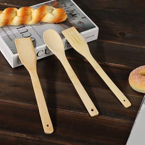 Bamboo Cooking Utensil Set 5 Pieces Wooden Spatula Spoon Kitchen Tools For Stirring Serving - Product Image 3