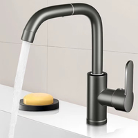 Robinet de cuisine et de salle de bain classique en acier inoxydable, à montage sur plan, monocommande, avec capteur tactile, finition noire
