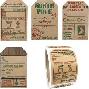 Polypropylene Santa Claus Gift Tag Stickers 2 X 3 Inch Holiday <strong>Labels</strong> <strong>Roll</strong> 100 Rustic Christmas Tags Wrapping Household - Product Image 1