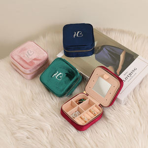 Boîtes cadeaux de luxe en velours personnalisées de haute qualité pour bijoux, colliers et bagues, emballage doux vert foncé, étui à bijoux - Product Image 6