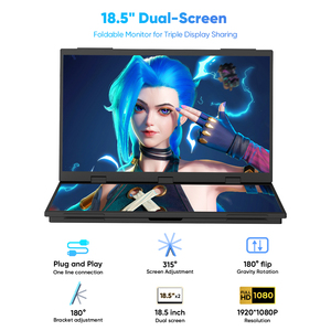 18.5แบบพกพาหน้าจอ1080P สามจอ LED <span class=keywords><strong>Mac</strong></span> ขาตั้งแบบตั้งได้พับได้แบบซ้อนกันได้ - Product Image 2