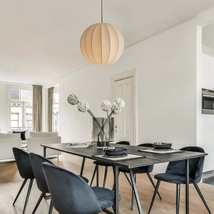 Lampe suspendue ronde de 40 cm en <span class=keywords><strong>tissu</strong></span> de soie artificielle blanche faite à la main, luminaire suspendu pour cuisine, salon, chambre, hôtel - Product Image 1