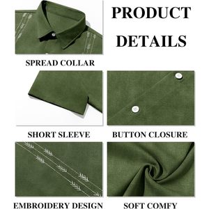 2025 Men's Guayabera <b>Shirts</b> Button Down Cuban Casual Mexican <b>Linen</b> Tops <b>Short</b> <b>Sleeve</b> 100% Cotton for Summer Beach Wedding - Product Image 3