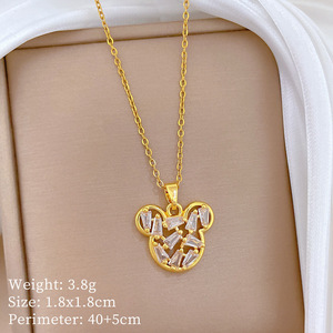 Fanhua Jewelry Tiktok Hot Selling Tarnish Free Stainless Steel Waterproof Gold Plated Mouse <strong>Necklace</strong> - Product Image 6