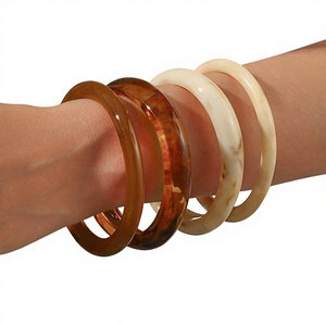 กำไลข้อมือเรซิ่นทำมือ รูปทรงกลม ลายหินอ่อนสีน้ำตาล เครื่องประดับแฟชั่น งานฝีมือ ของสะสม งานศิลปะ - Product Image 4